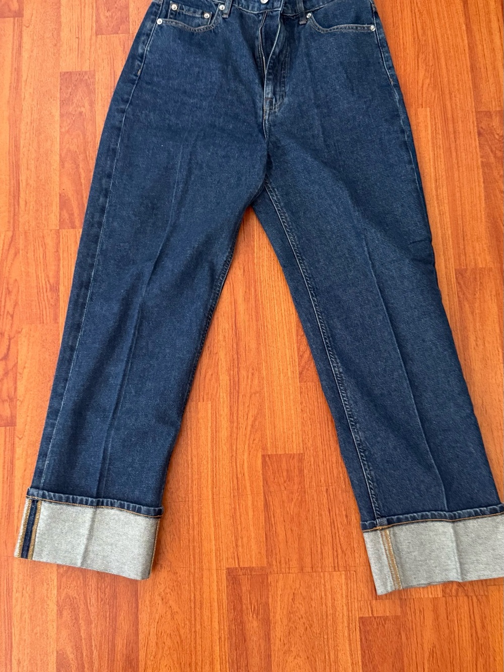 Club Monaco Denim Jeans in Indigo and Tan Stitching